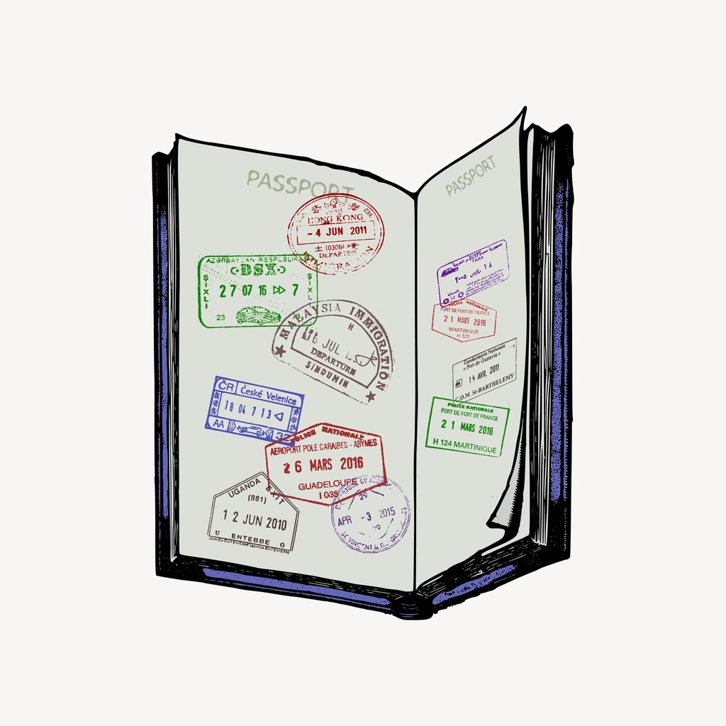 Passport stamps clipart, travel illustration